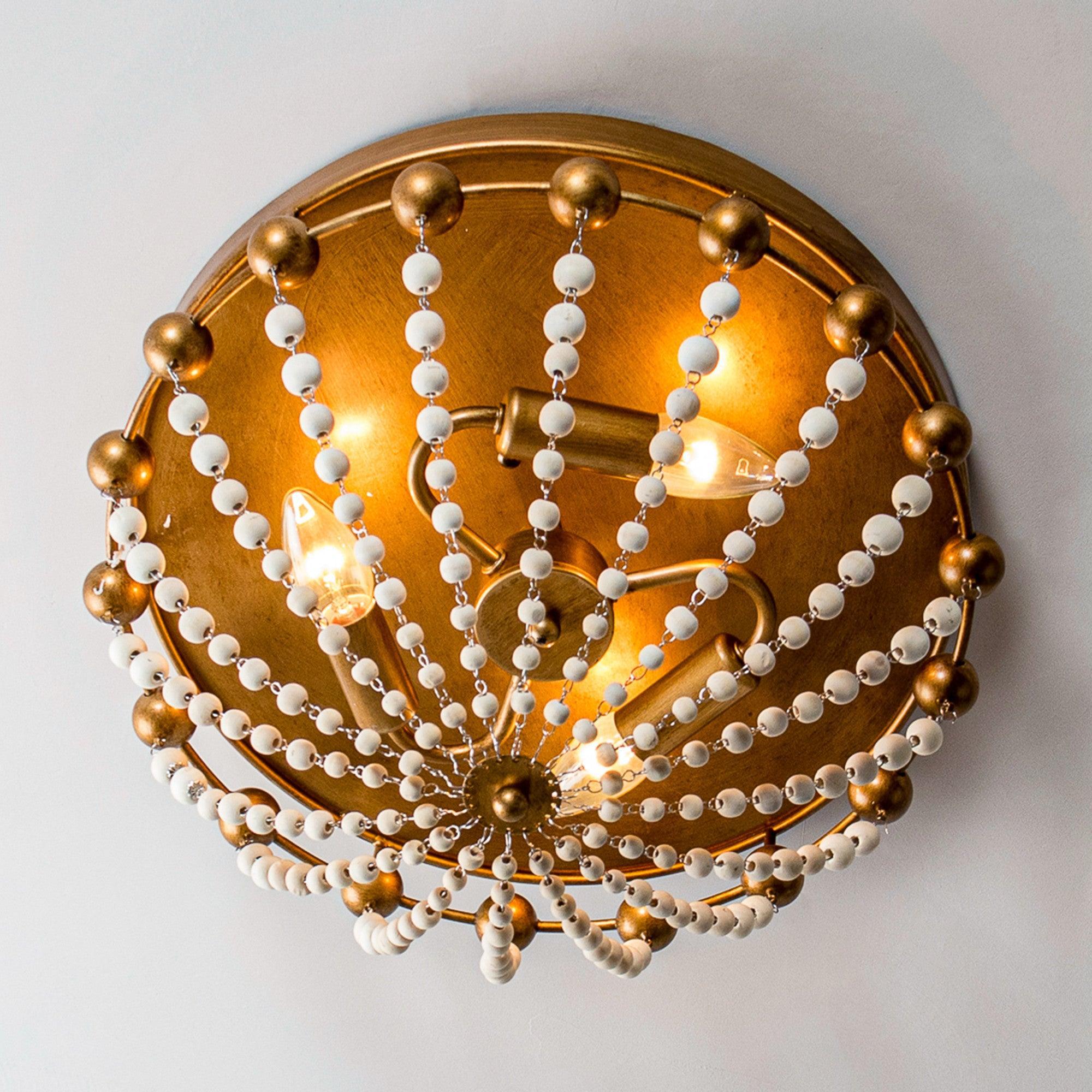 3-Light Golden Bohemian LED Modern Flush Mount Lighting