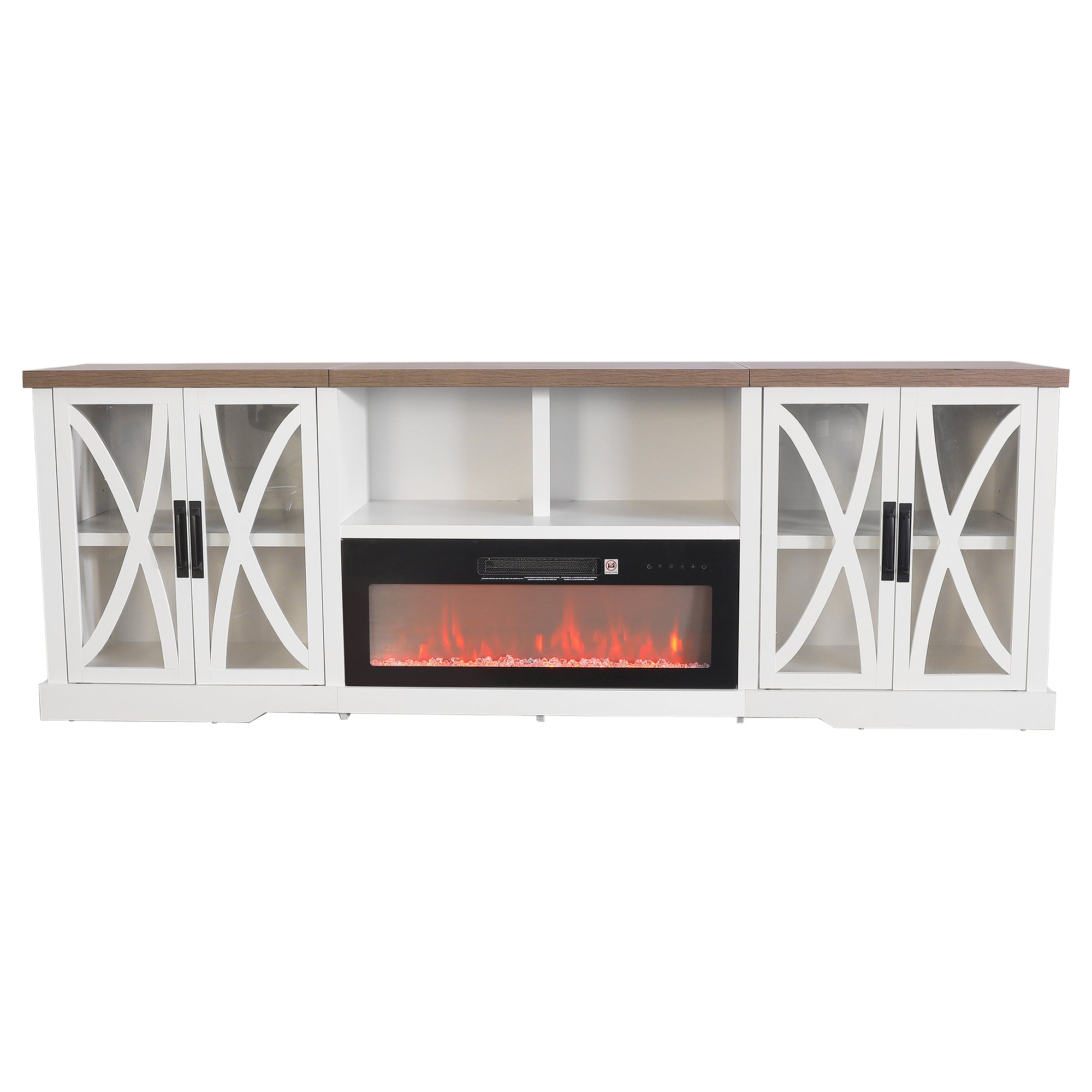 93 Inch TV Stand Storage Cabinets with 36 Inch Electric Fireplace for Living Room