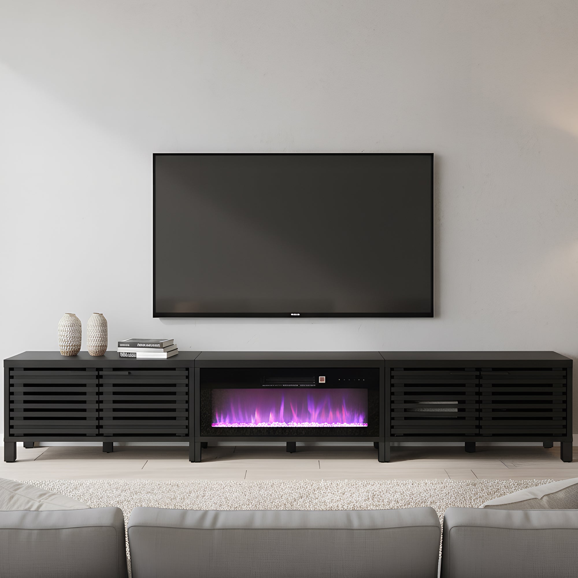 115 Inch Electric Fireplace TV Stand with 36 Inch Electric Fireplace For Living Room