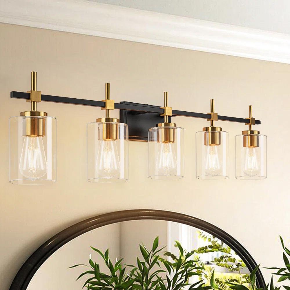 Jasper Modern Clear Glass 5-Light Bathroom Vanity Light