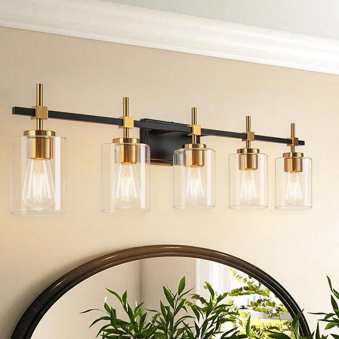 Jasper Modern Clear Glass 5-Light Bathroom Vanity Light