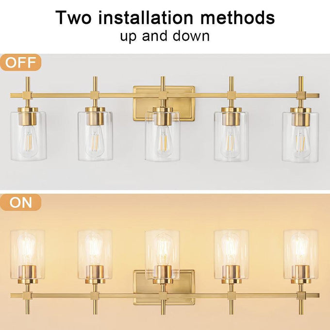 Jasper Modern Clear Glass 5-Light Bathroom Vanity Light
