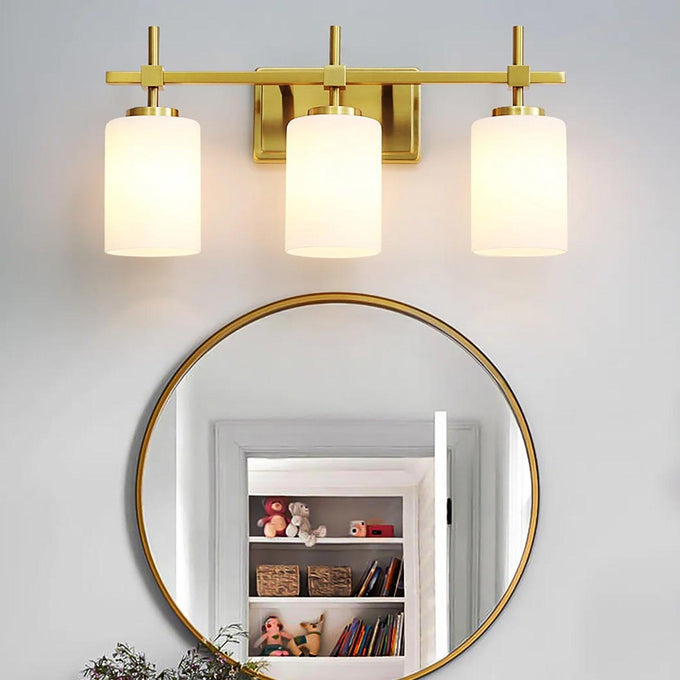 Jasper Gold Modern Frosted Glass 3-Light Bathroom Vanity Light