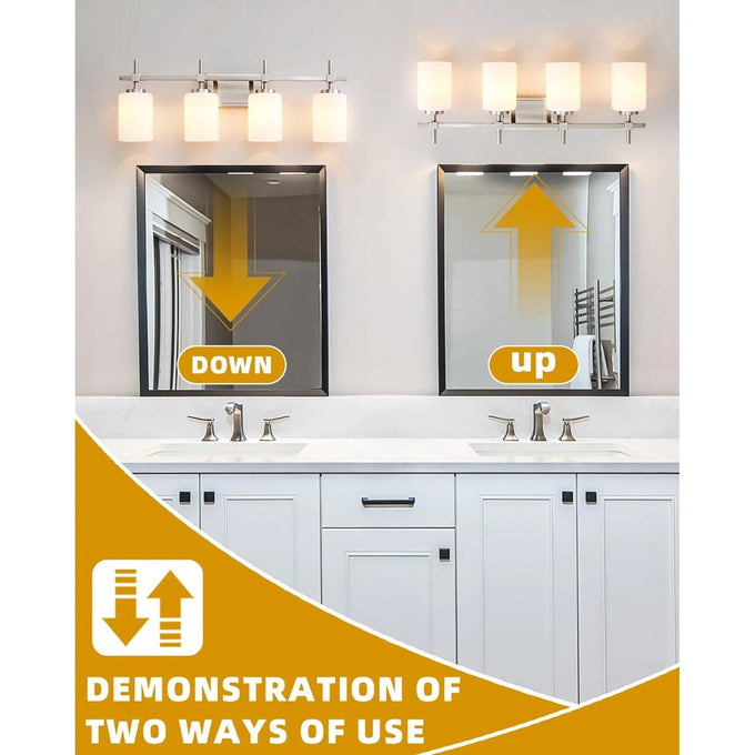 Jasper Gold Modern Frosted Glass 4-Light Bathroom Vanity Light