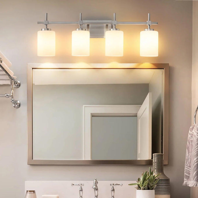 Jasper Gold Modern Frosted Glass 4-Light Bathroom Vanity Light