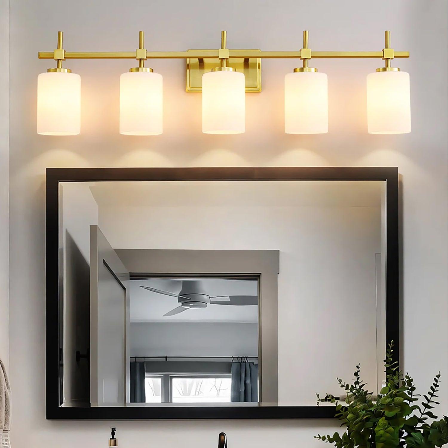 Jasper Modern Frosted Glass 5-Light Bathroom Linear Vanity Light