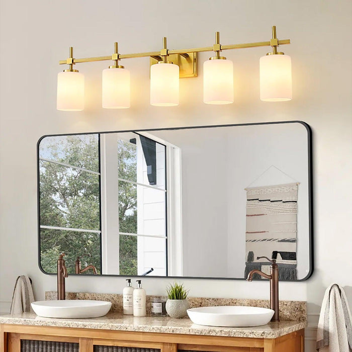 Jasper Modern Frosted Glass 5-Light Bathroom Linear Vanity Light