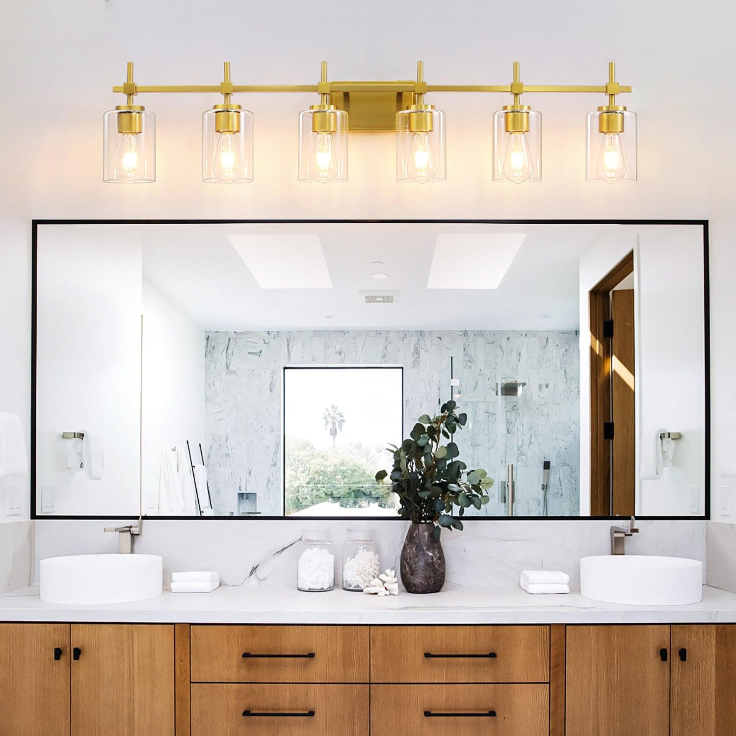Jasper Modern Clear Glass 6-Light Bathroom Vanity Light