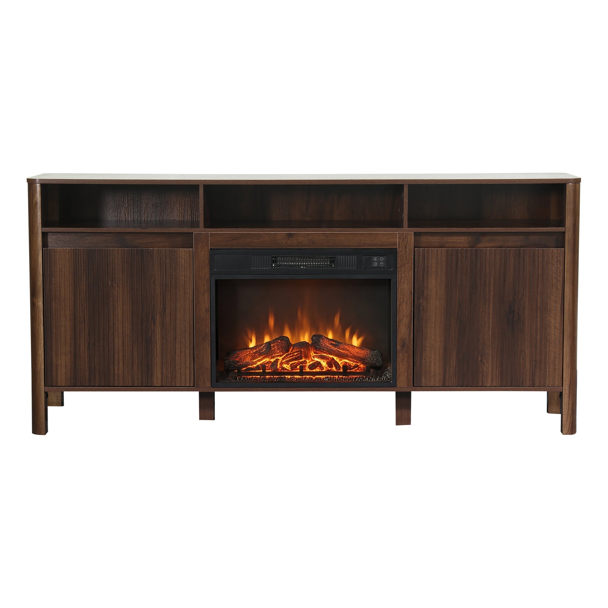68 Inch Entertainment Center TV Stand with Storage Cabinets & Optional 24 Inch Electric Fireplace