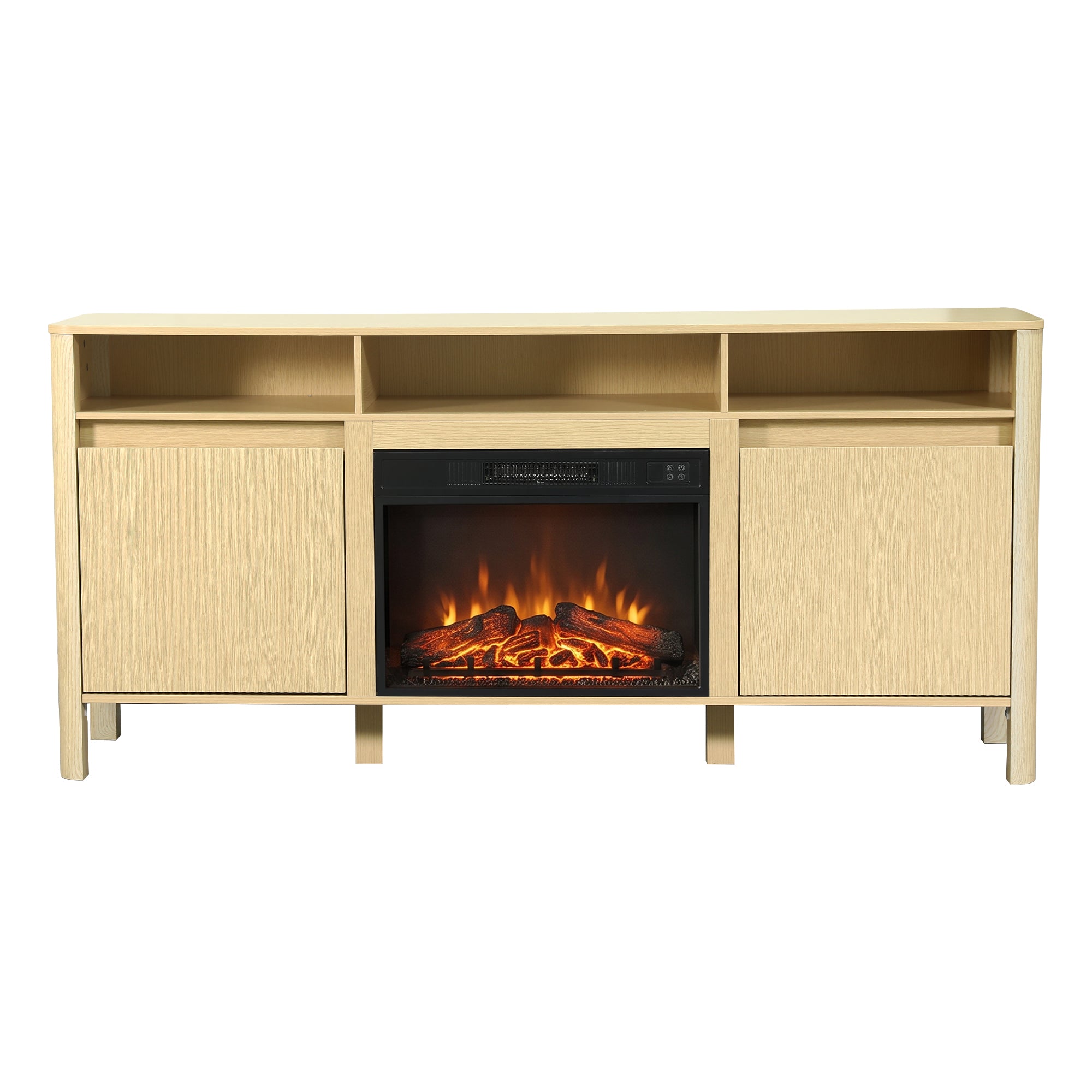 68 Inch Entertainment Center TV Stand with Storage Cabinets & Optional 24 Inch Electric Fireplace