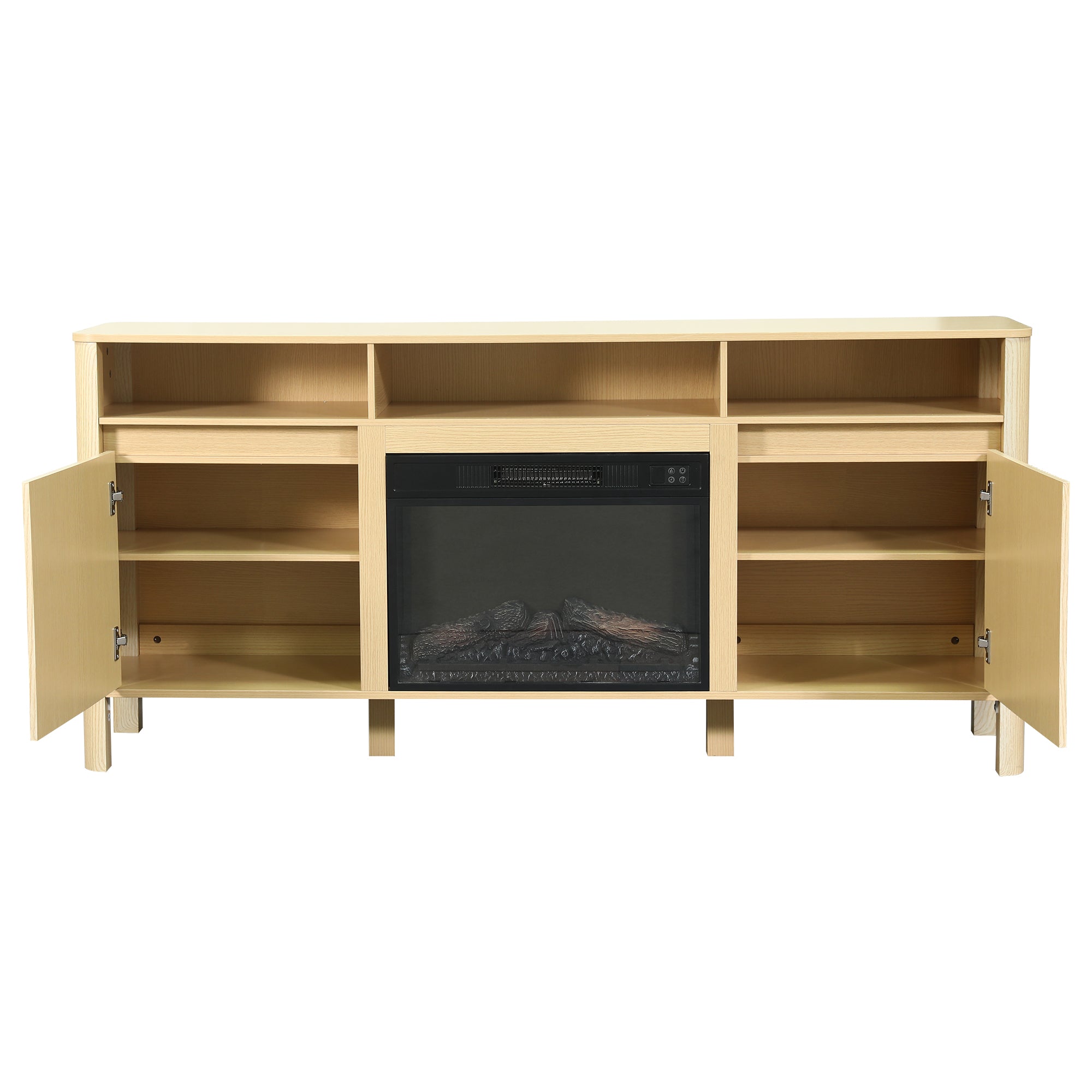 68 Inch Entertainment Center TV Stand with Storage Cabinets & Optional 24 Inch Electric Fireplace