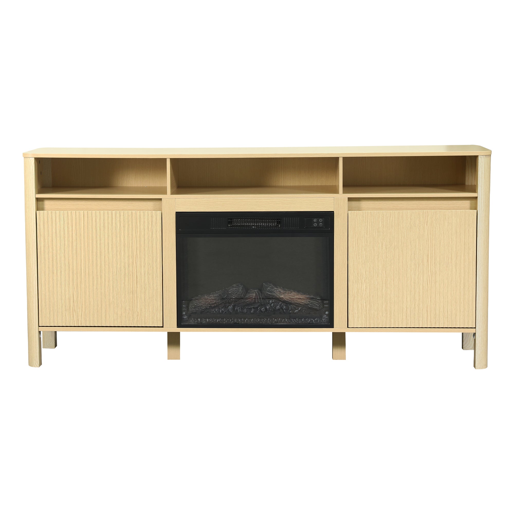 68 Inch Entertainment Center TV Stand with Storage Cabinets & Optional 24 Inch Electric Fireplace