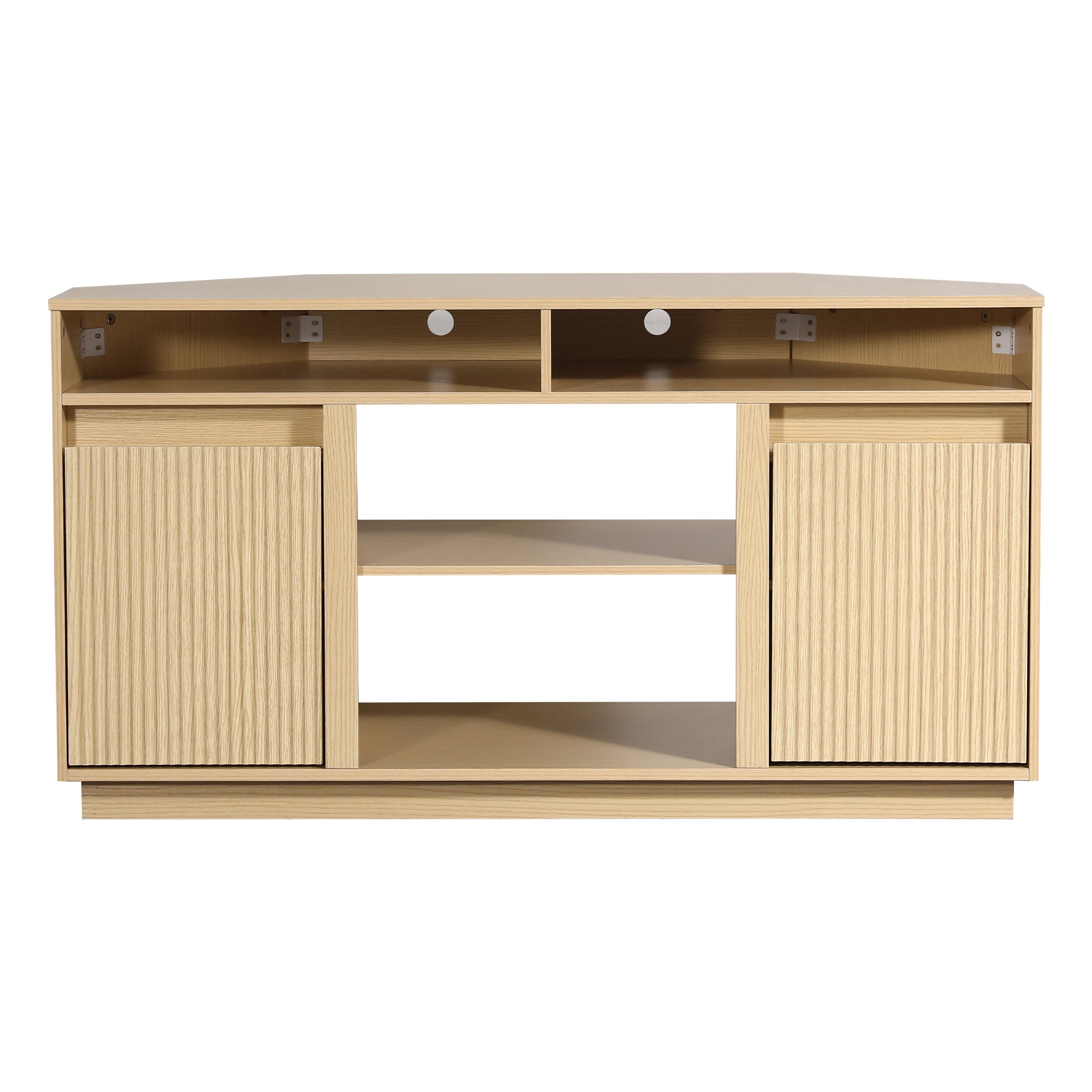 47 Inch Angled Corner Storage Cabinets TV Stand & Optional 19 Inch Electric Fireplace