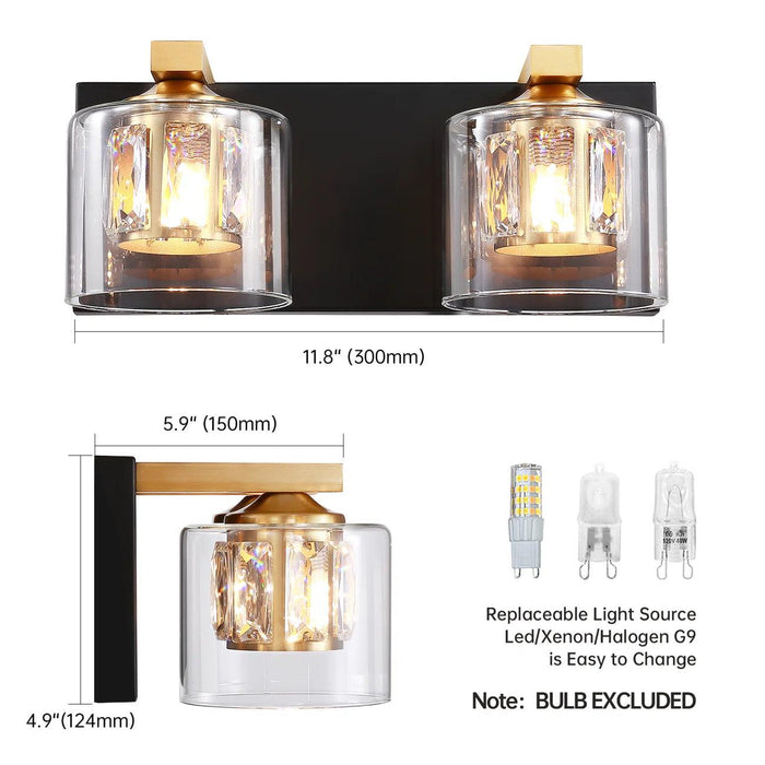Kolt Chrome Modern 2-Light Bathroom Vanity Light