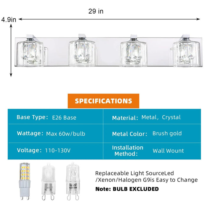 Kolt Modern 4-Light Bathroom Vanity Light