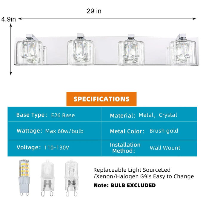 Kolt Modern 4-Light Bathroom Vanity Light