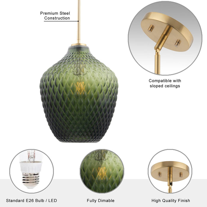 Lavine 1-light Olive Handblown Glass Mini Pendant Light