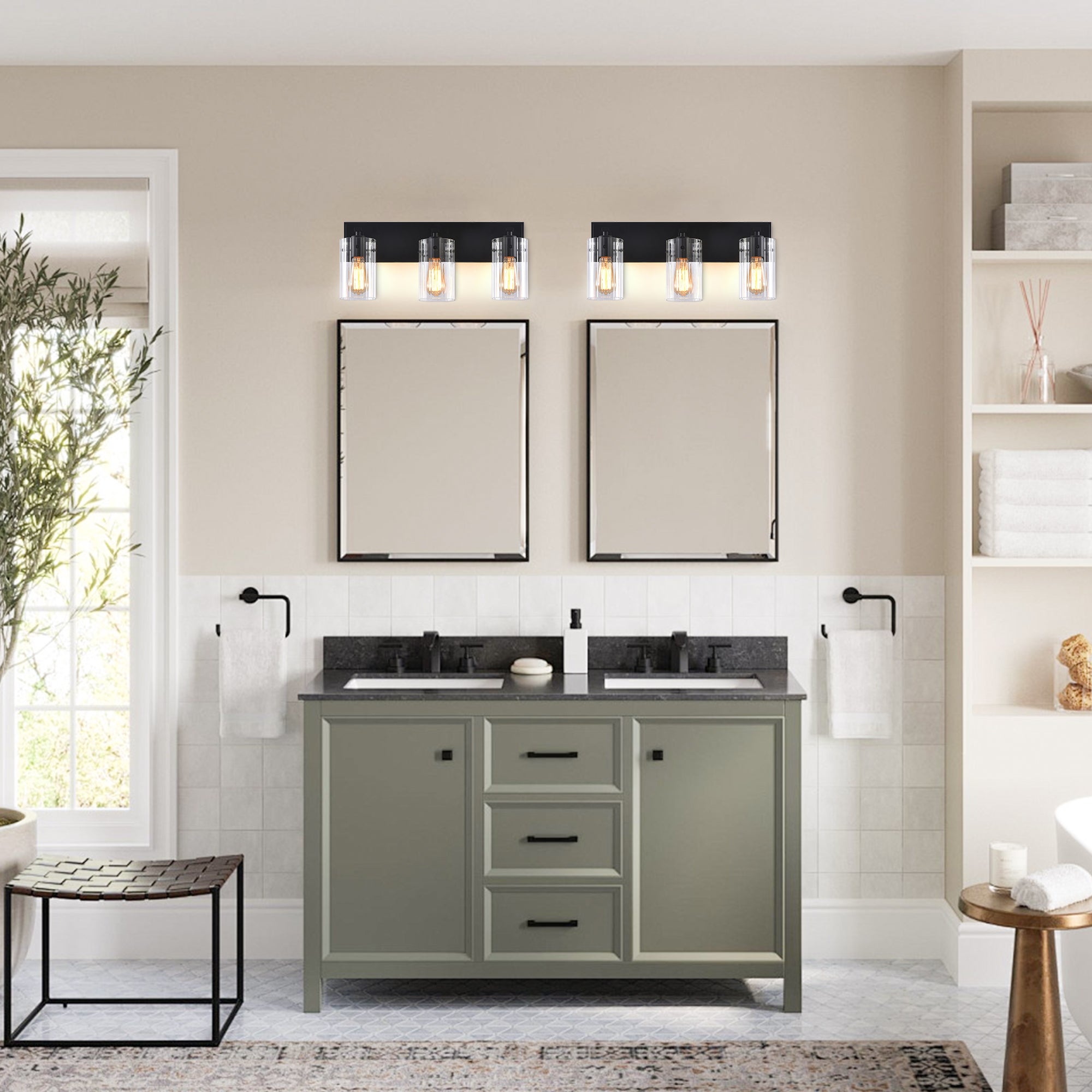 21 Inch Lilith Modern Black 3-Light Mirror Vanity Light