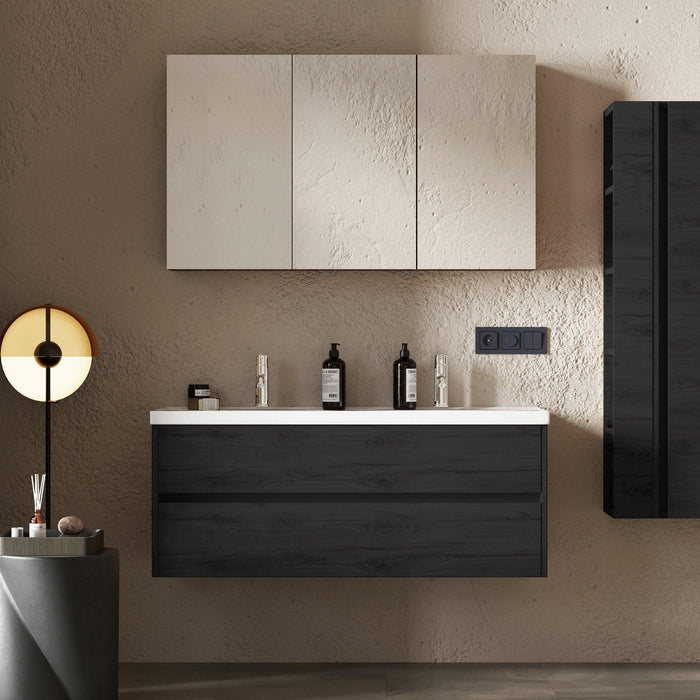 Botiquín de 39 x 28 pulgadas, gabinete de hierro negro para baño con espejo de montaje en pared