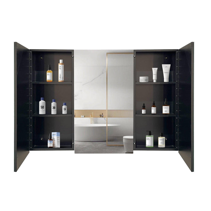 Botiquín de 39 x 28 pulgadas, gabinete de hierro negro para baño con espejo de montaje en pared