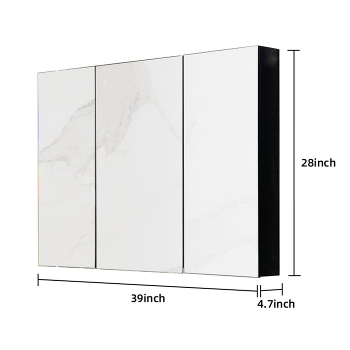 Botiquín de 39 x 28 pulgadas, gabinete de hierro negro para baño con espejo de montaje en pared