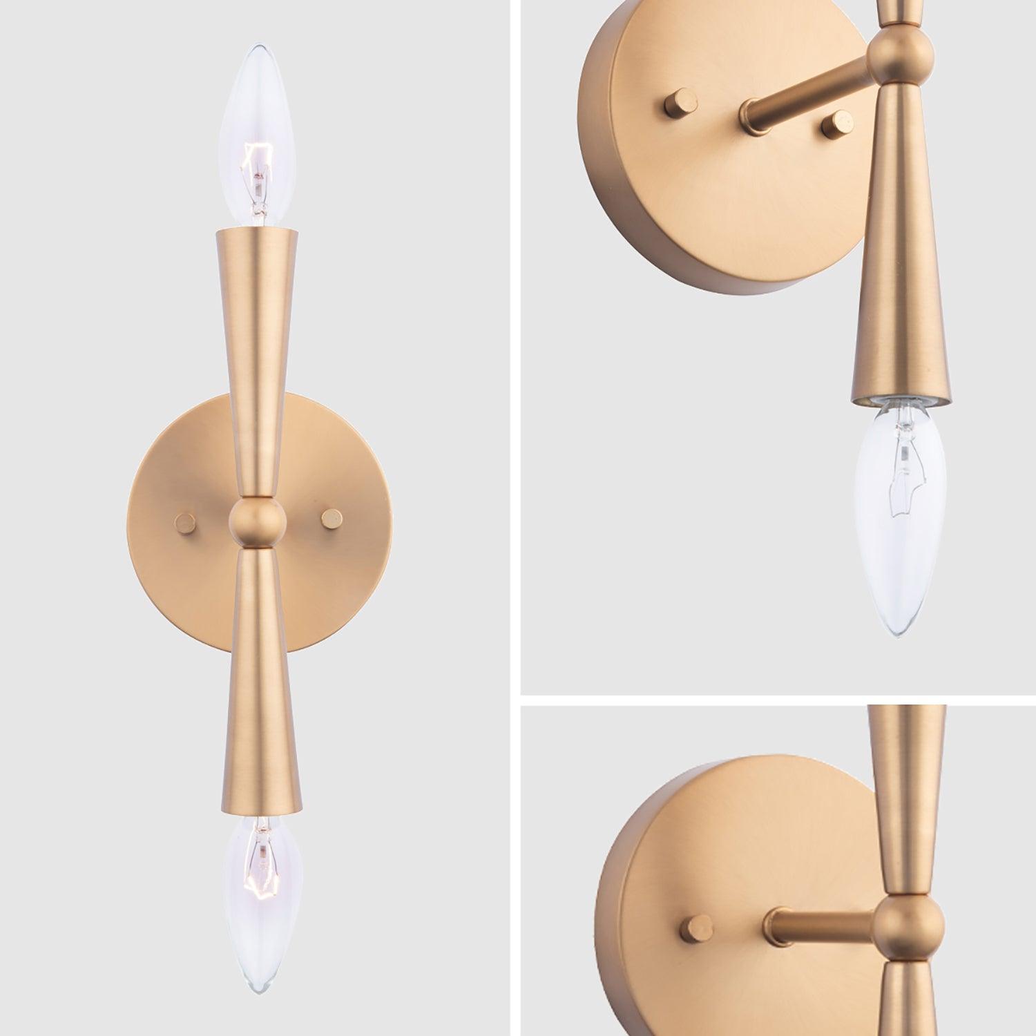 Aplique de pared Mizu Mid-Century Modern dorado de dos luces