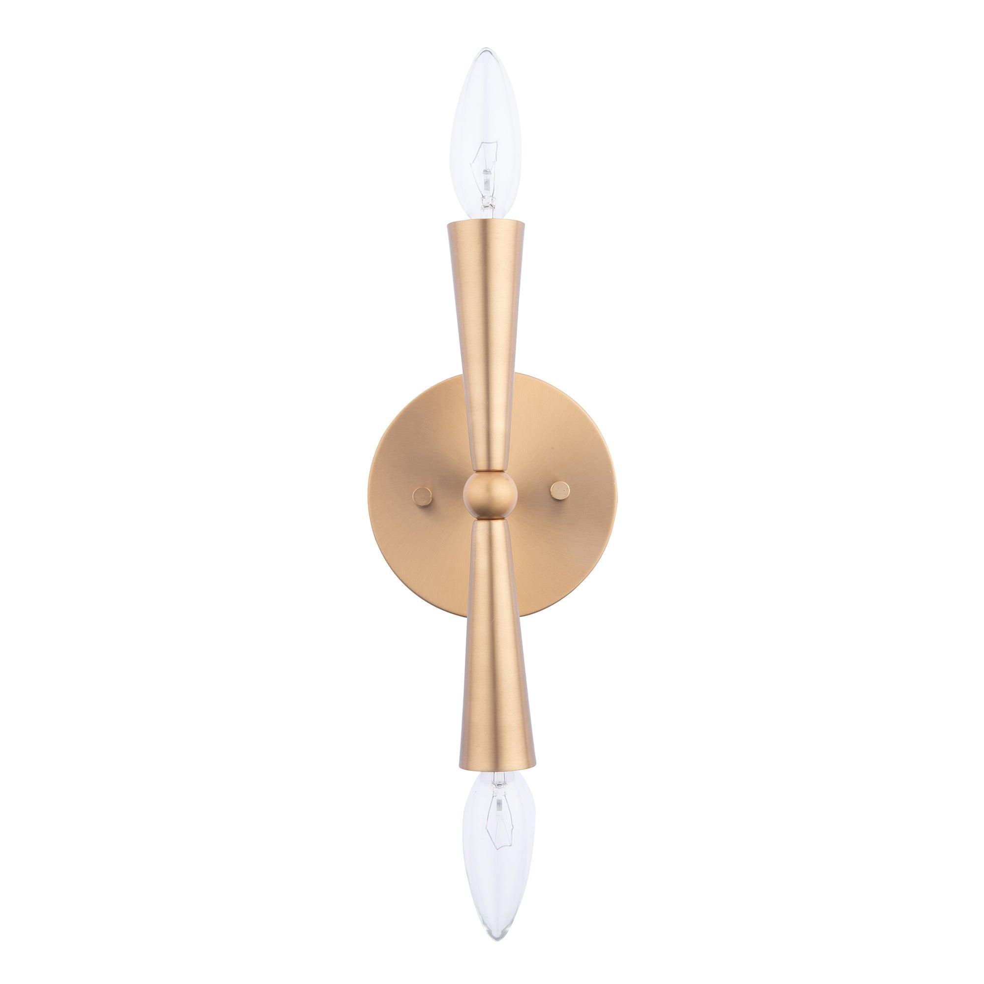 Aplique de pared Mizu Mid-Century Modern dorado de dos luces