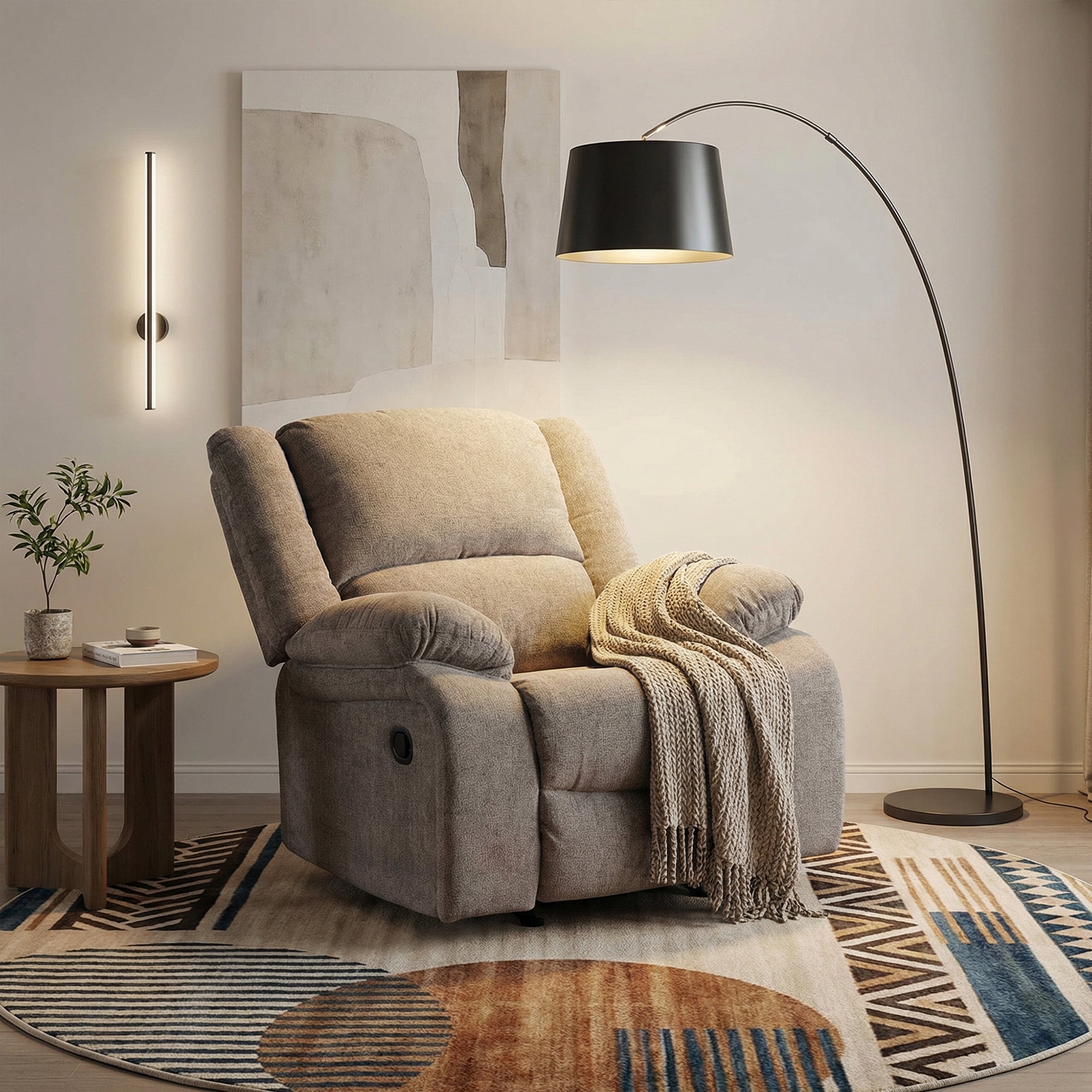 Cosimo 42 Inch Mocha Chenille Manual Recliner with Pillow Top Arms