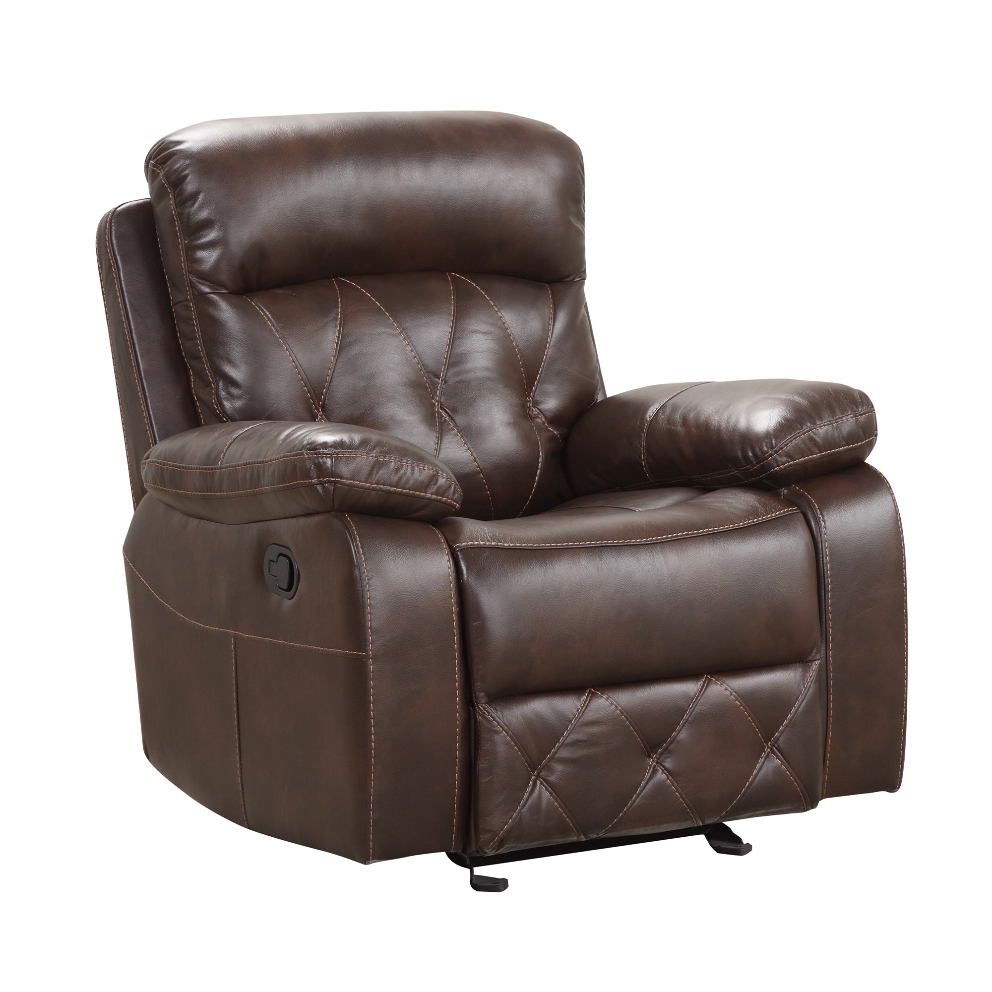 Osias 37 Inch Leatherette Manual Recliner with Pillow Top Arms