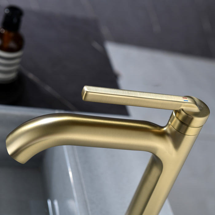 Single Handle Bathroom Vessel Sink Faucet Brass Modern Single Holes Bathroom Short Tall Faucets in Black or Brushed Gold