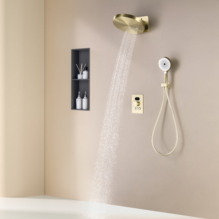 2-Spray Thermostatic Shower with Overhead Shower and Hand Shower in Black or Golden