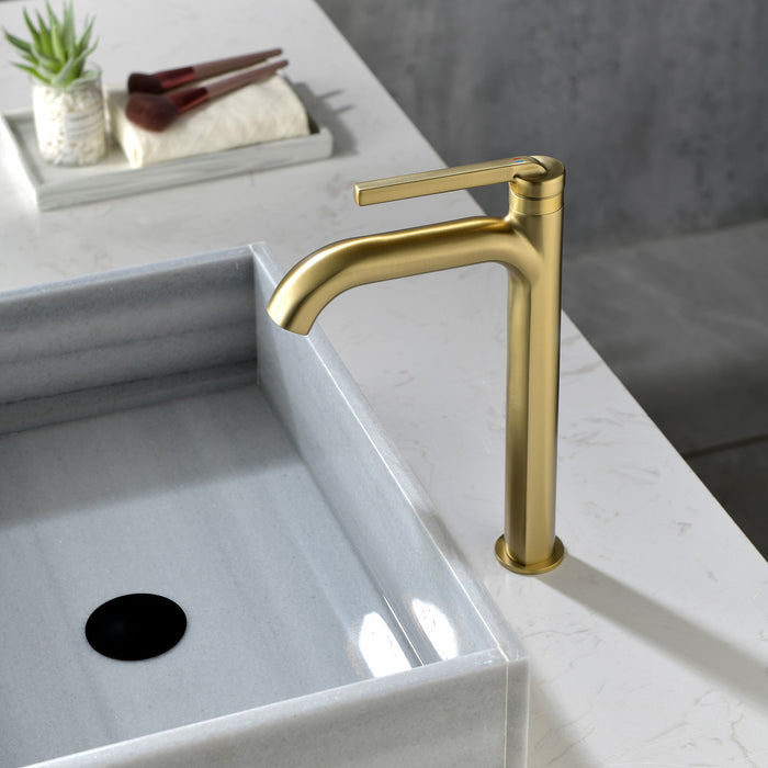 Single Handle Bathroom Vessel Sink Faucet Brass Modern Single Holes Bathroom High Tall Faucets in Black or Brushed Gold