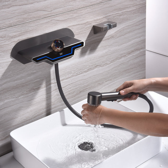 Wall Mounted Faucet Digital Display Single-handle Bathroom Faucet
