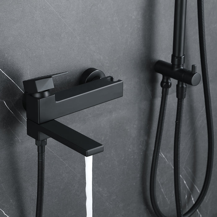 Black Three-functions Rain Bathroom Shower System