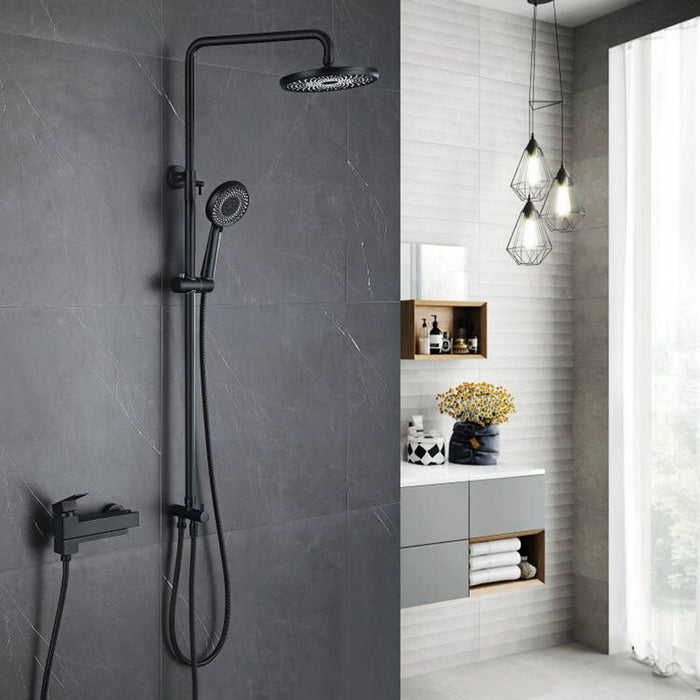 Black Three-functions Rain Bathroom Shower System