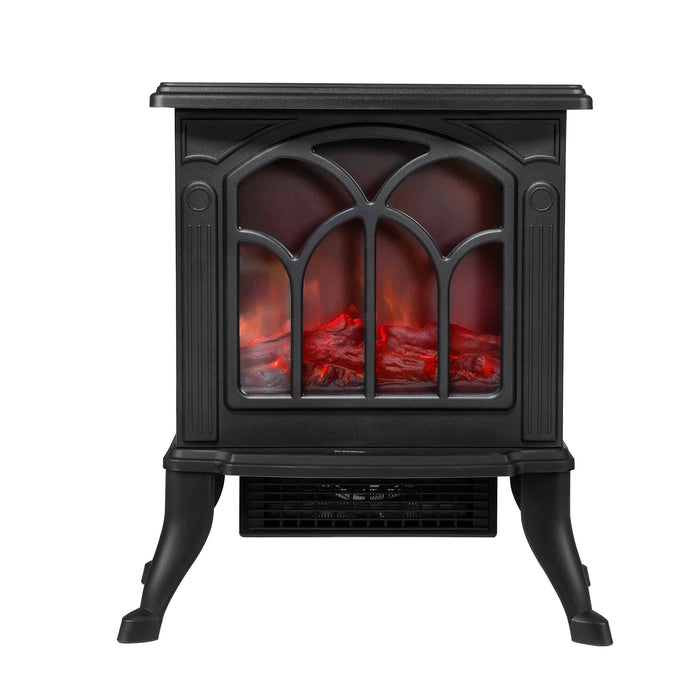 Freestanding Stove Heater with 3D Realistic Flame Effect, Small Overheat Safety Protection for Indoor Use Bedroom, 1500W Retro Black