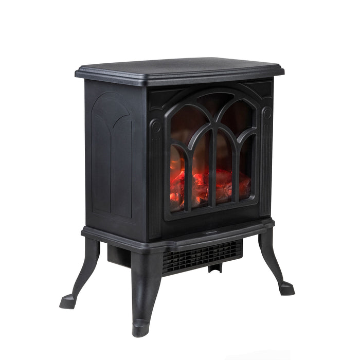 Freestanding Stove Heater with 3D Realistic Flame Effect, Small Overheat Safety Protection for Indoor Use Bedroom, 1500W Retro Black