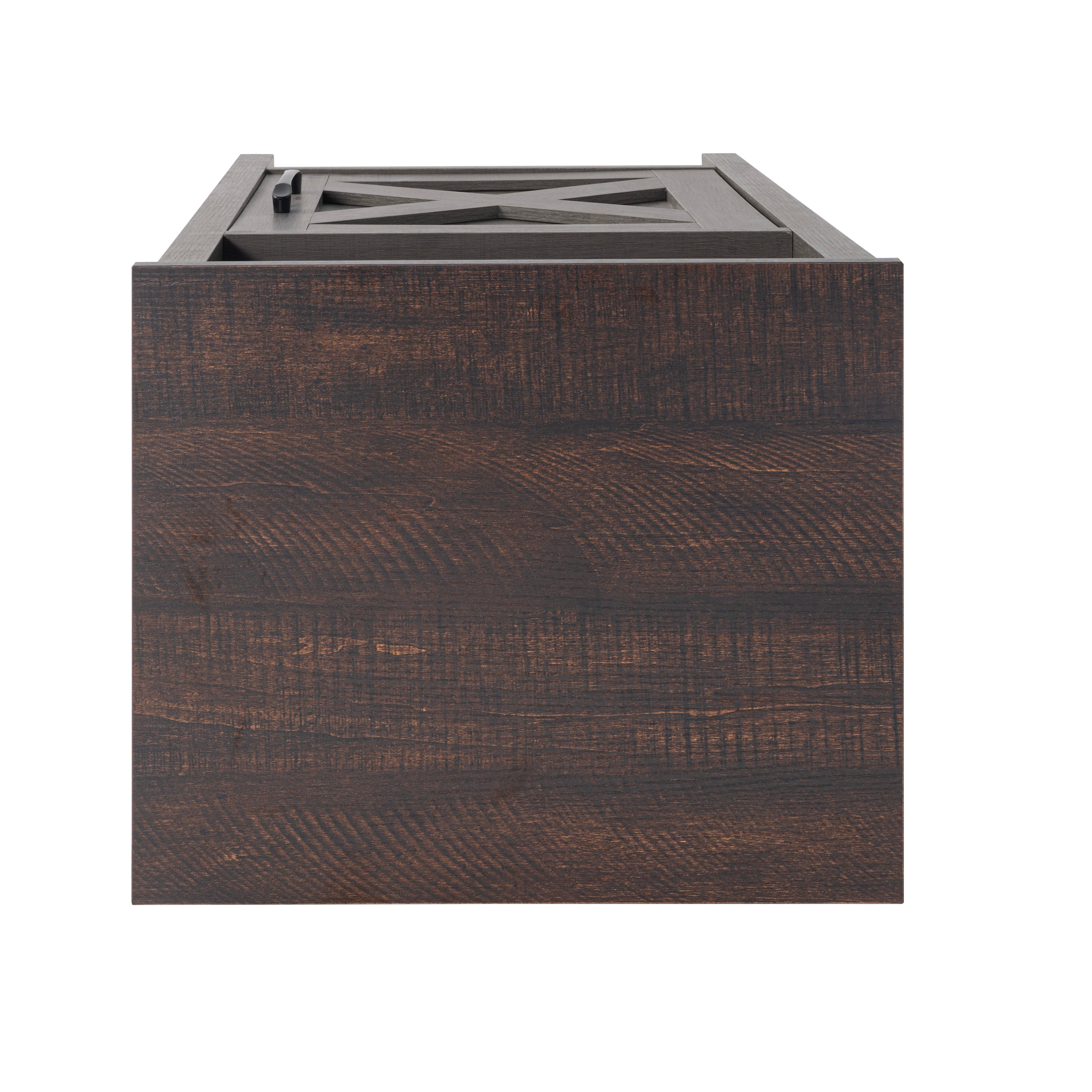 Mesa auxiliar de 40,6 cm en gris estilo granja con puerta estilo granero y estante abierto de Furniture of America