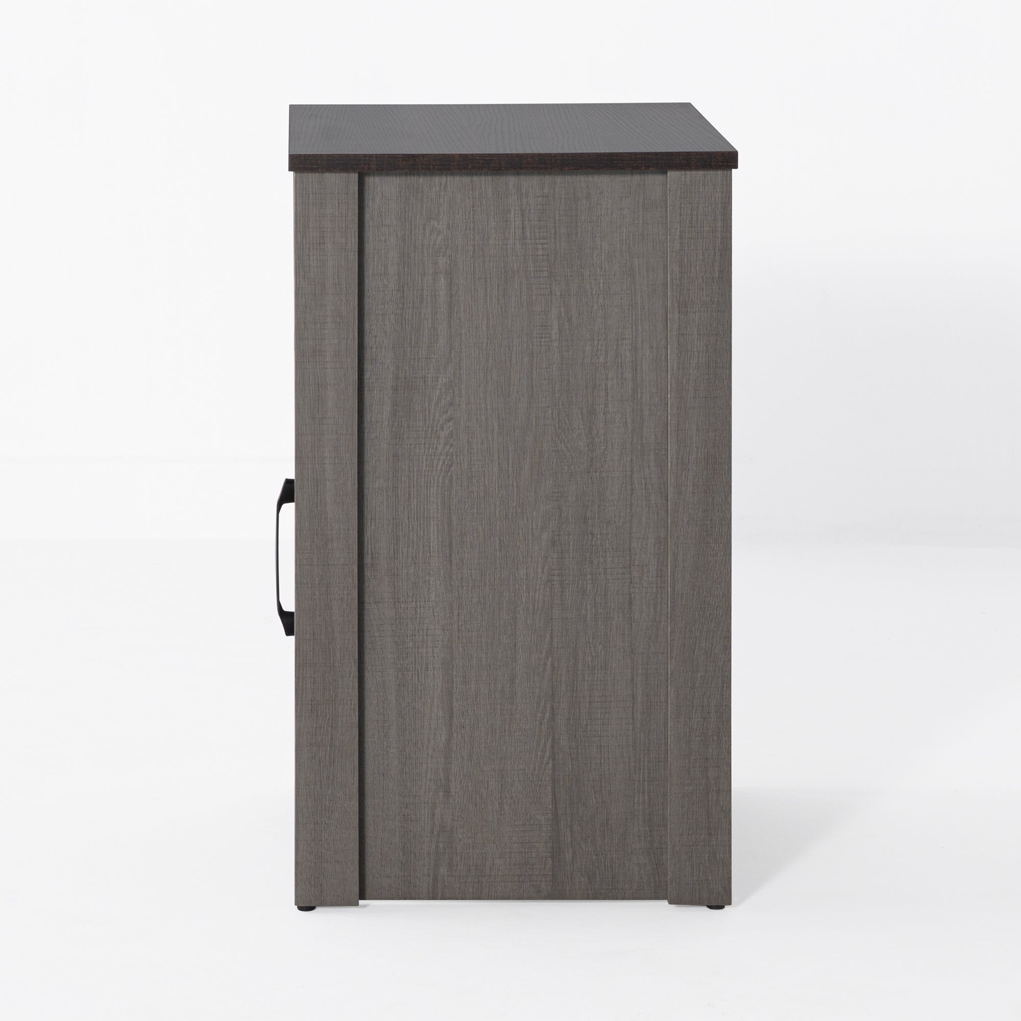 Mesa auxiliar de 40,6 cm en gris estilo granja con puerta estilo granero y estante abierto de Furniture of America