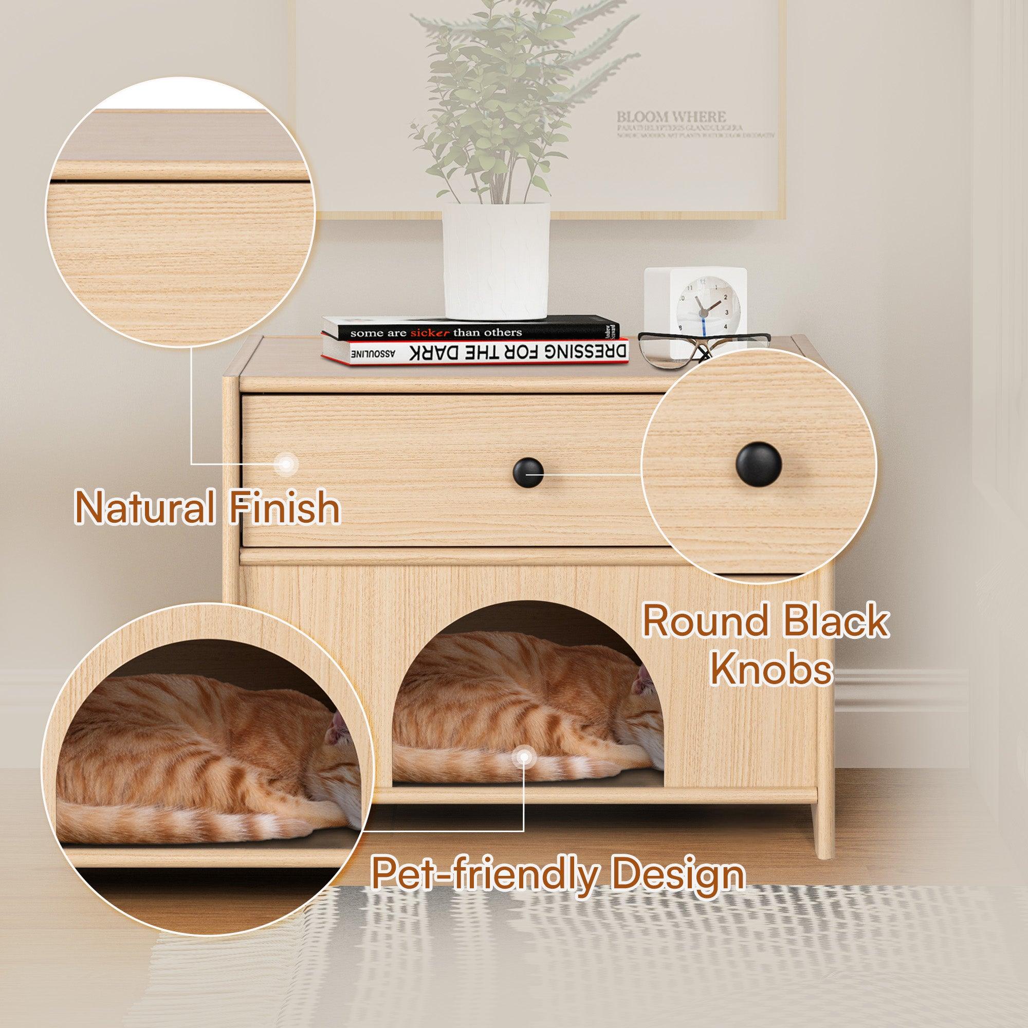 Mesa auxiliar Travis Modern Natural de 22 pulgadas con rincón apto para mascotas
