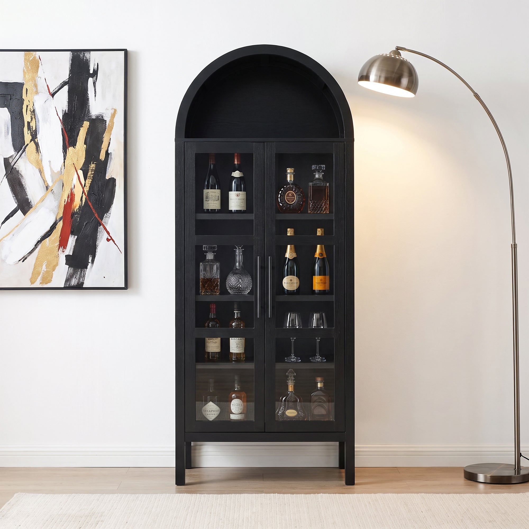 72-in Height Arched Bookcases & Cabinets with Adjustable Shelves