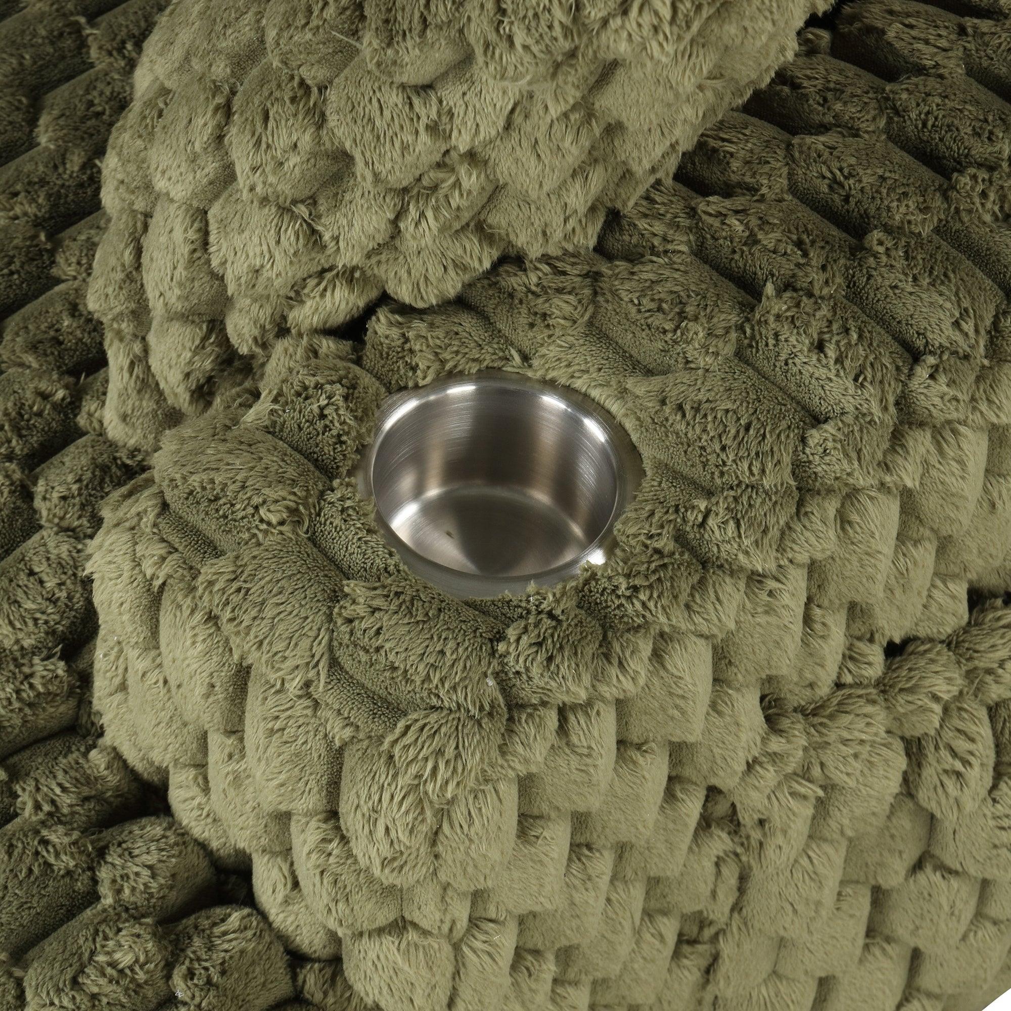 54 Inch Contemporary Indoor Upholstered Chaise Lounge Plush Sleeper Chair with Throw Pillows, 2 Cup Holders and Magazine Bags for Living Room