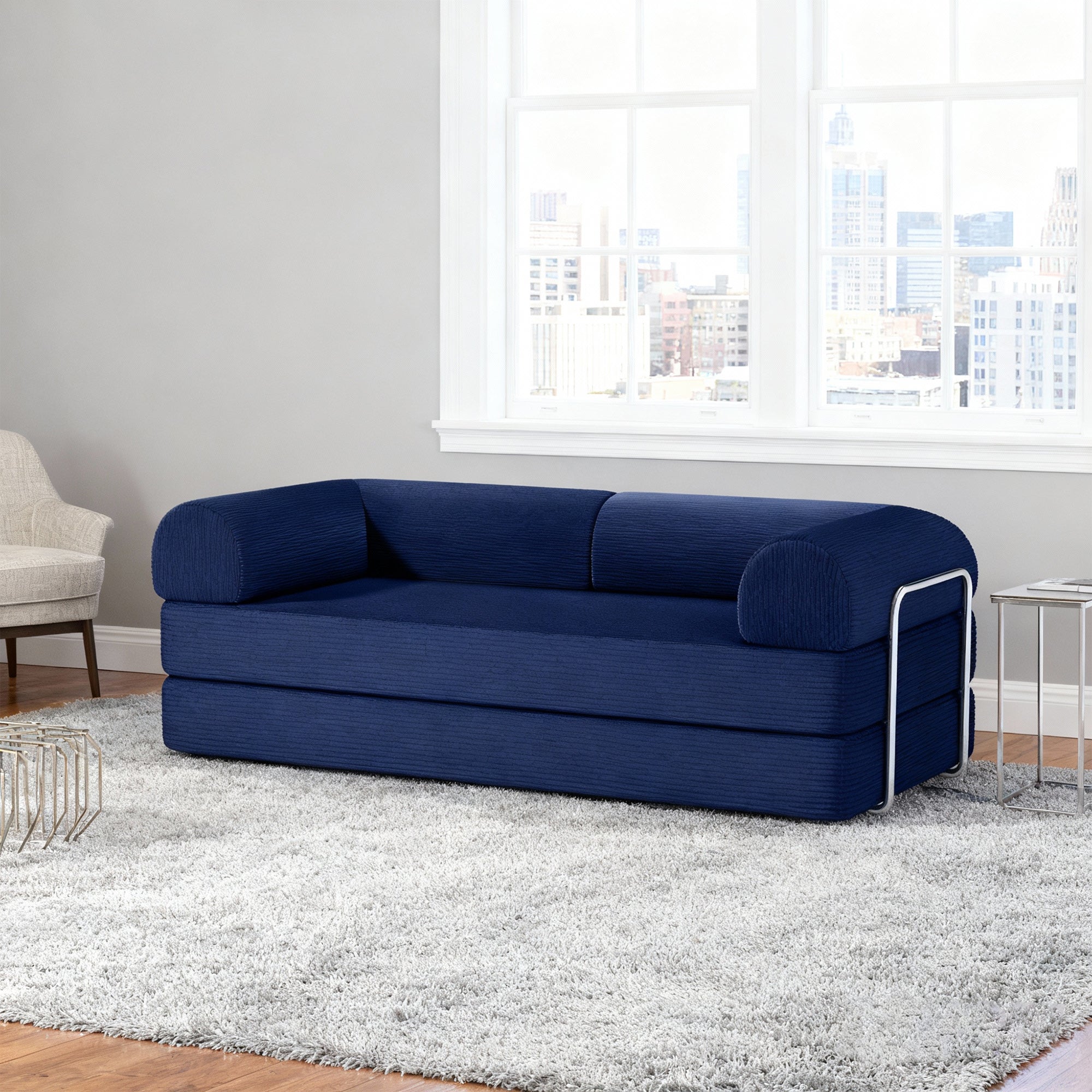 79" Perri Corduroy Compressed Sofa Bed with Lumbar Pillow for Living Room, Office