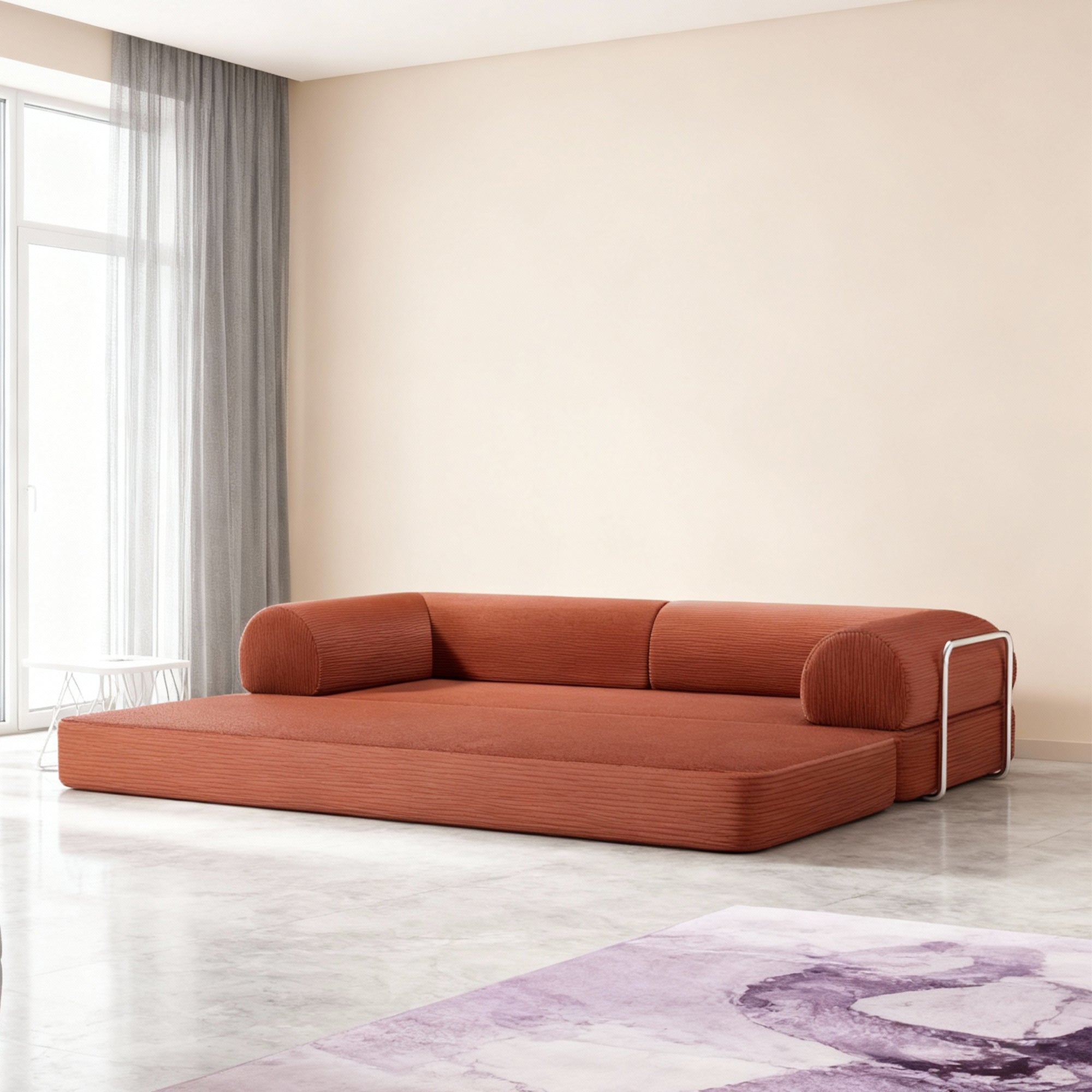 79" Perri Corduroy Compressed Sofa Bed with Lumbar Pillow for Living Room, Office