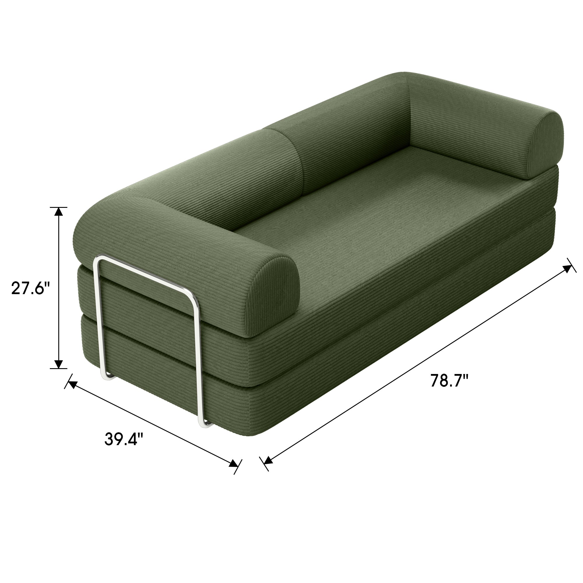 79" Perri Corduroy Compressed Sofa Bed with Lumbar Pillow for Living Room, Office