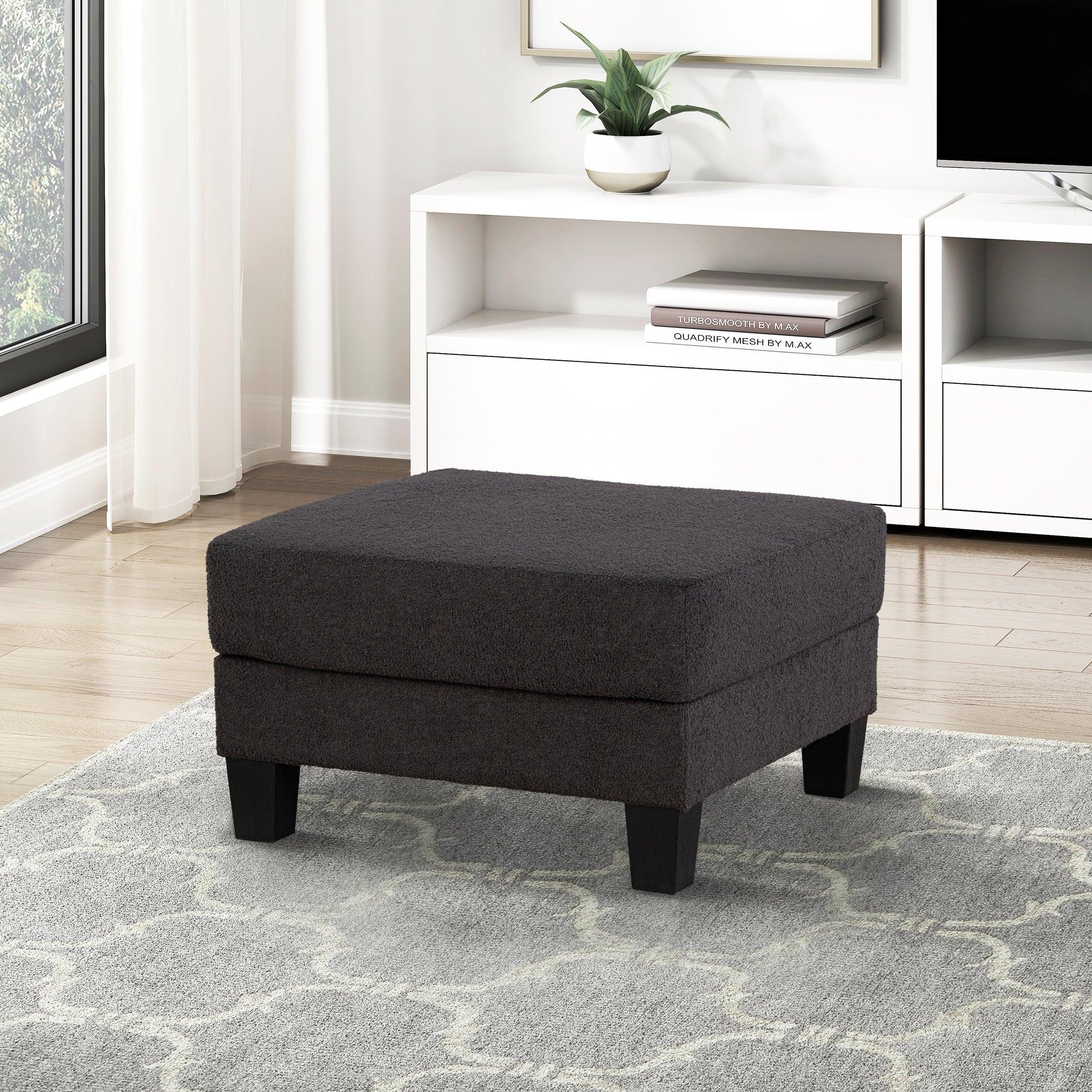 Conjunto de sofá de 3 piezas gris oscuro con otomana de almacenamiento y carga USB