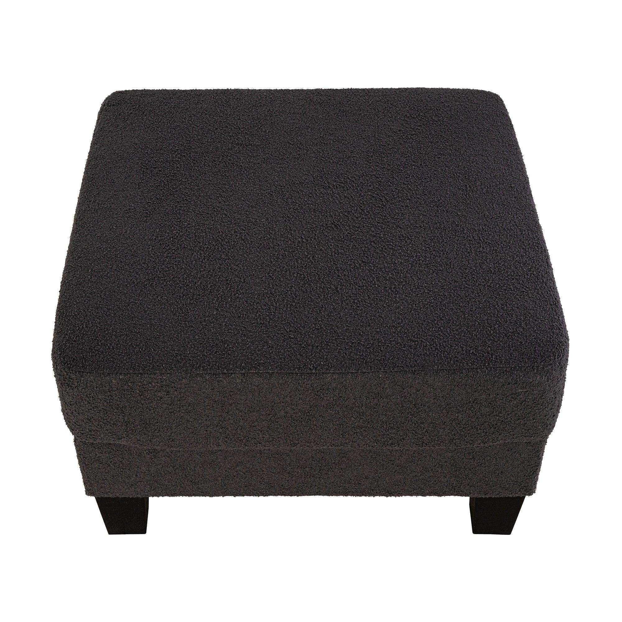 Conjunto de sofá de 3 piezas gris oscuro con otomana de almacenamiento y carga USB