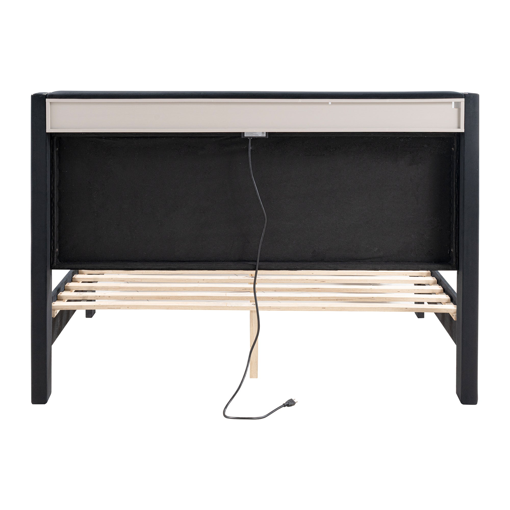 Farese Full & Queen Platform Bed Frame Storage Headboard with LED Light, No Box Spring Needed