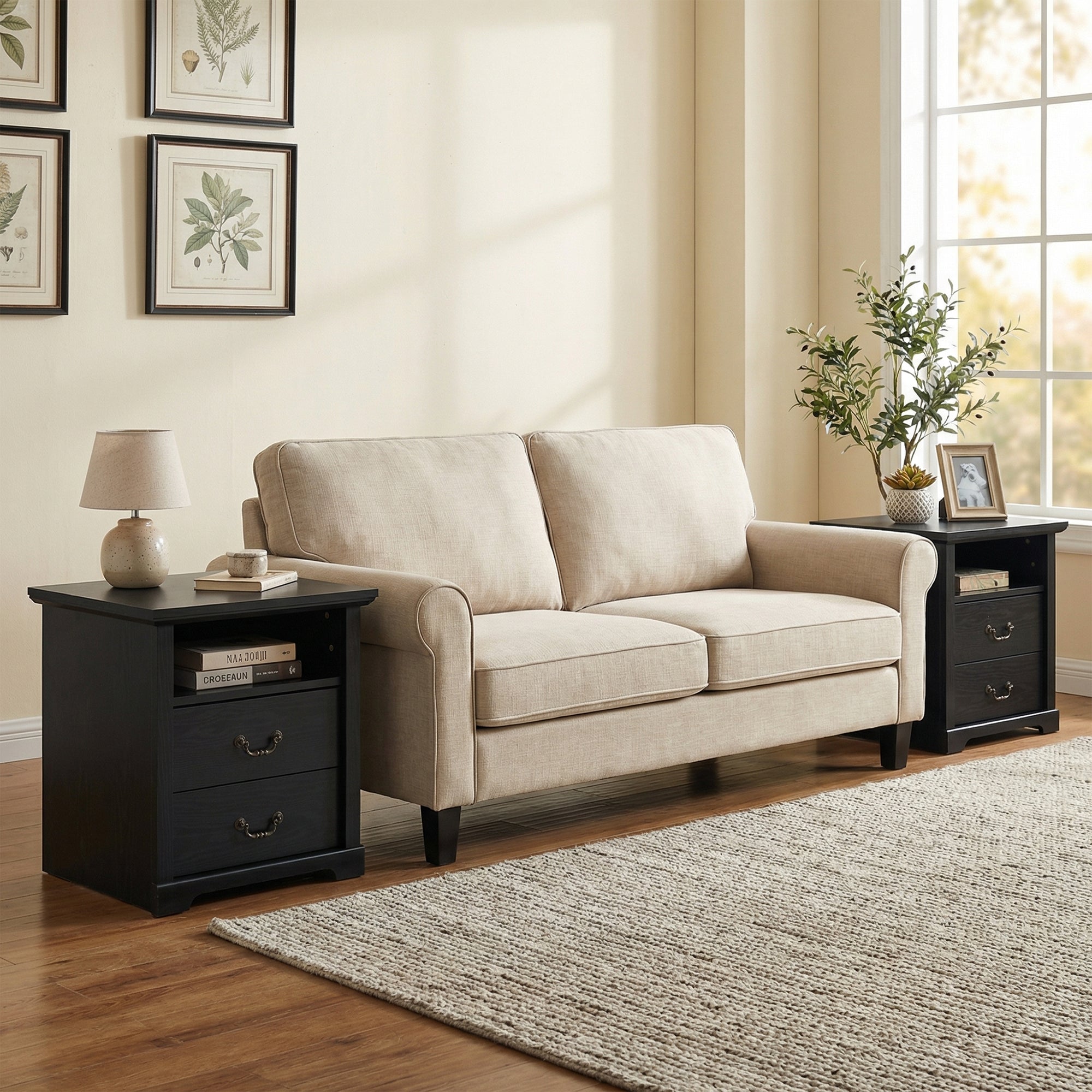 Mesa auxiliar de 40,6 cm en gris estilo granja con puerta estilo granero y estante abierto de Furniture of America