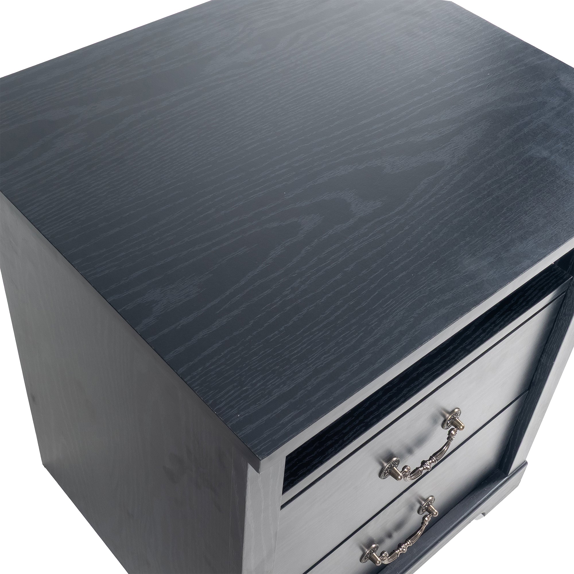 Mesa auxiliar de 40,6 cm en gris estilo granja con puerta estilo granero y estante abierto de Furniture of America